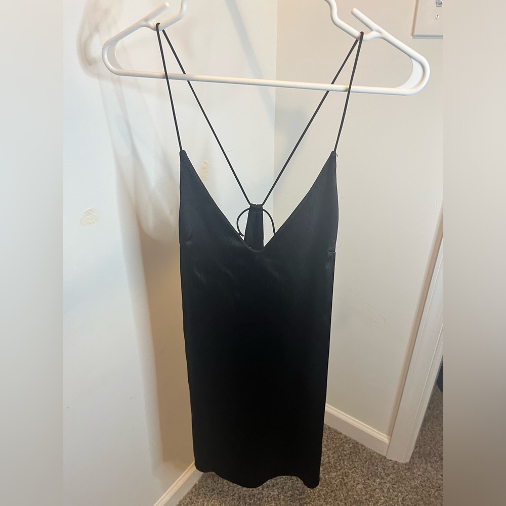 Urban Outfitters strappy black mini cocktail dress